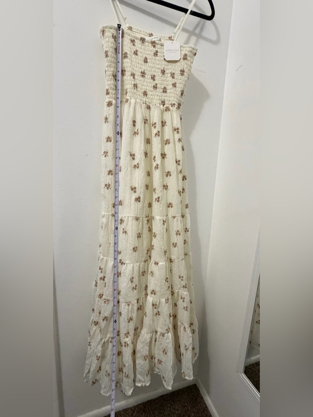 Altar'd State Cream Floral Smocked Maxi Dress with Tiered Skirt - Picture 6 of 12